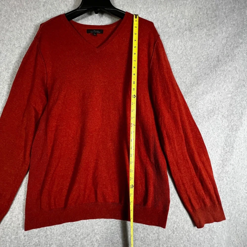 Marc Anthony V-Neck Sweater Mens XL Orange Cotton Cashmere Blend Long Sleeve